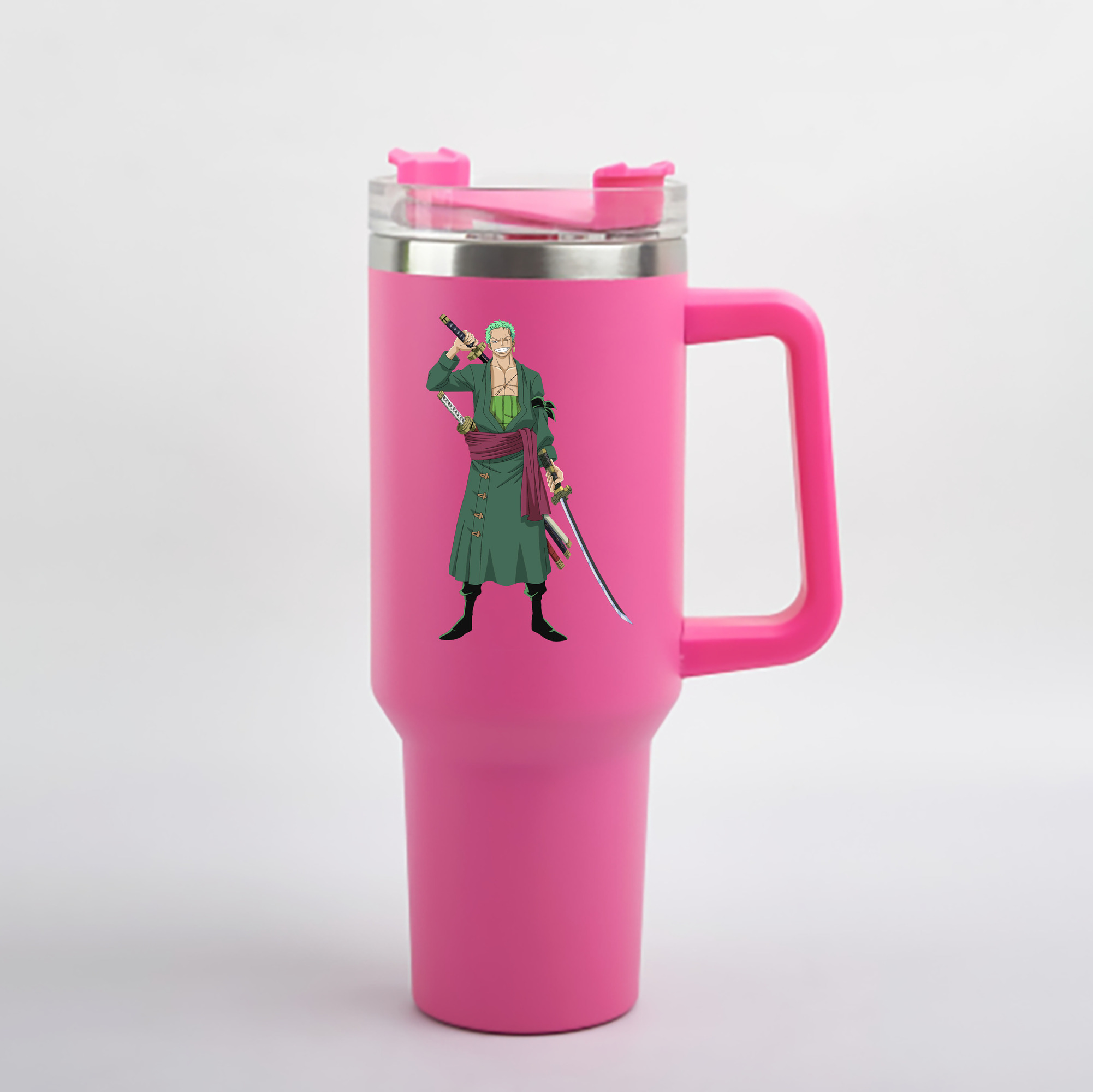 ワンピース ロロノア・ゾロ ONE PIECE Roronoa Zoro 1200mL車用タンブラー - クリスタルステッカー（プラスチックストロー付き）